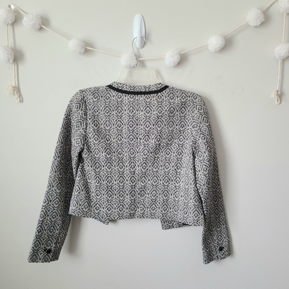 Banana Republic Black Print Flat Collar Blazer Size 00 Petite - Picture 7 of 9